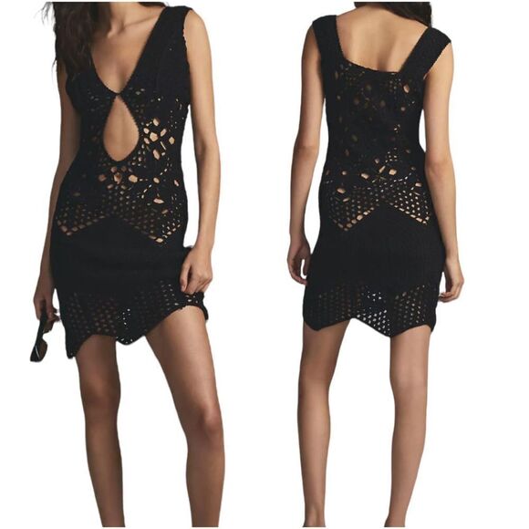 Tach Fauna Crochet Dress in Black - Picture 1 of 7
